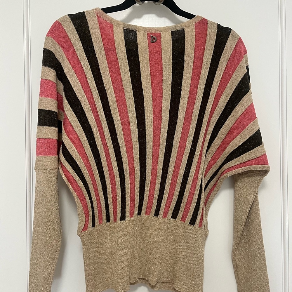 Chic Beige and Pink Striped Women's Sweater